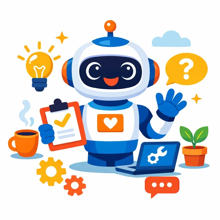 A flat-style robot assistant