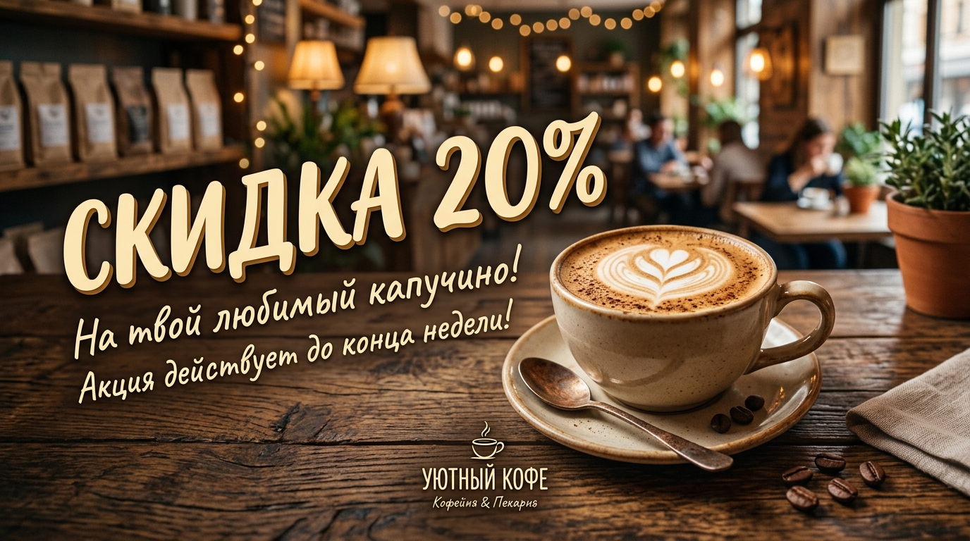 Баннер кофейни, созданный Google